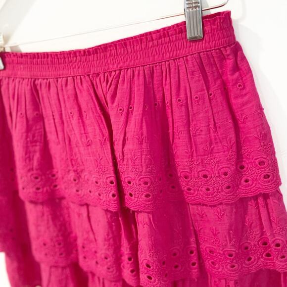 💗 3/$10 💗 House of Harlow Tiered Eyelet Skirt Fuchsia Size Small EUC - Picture 4 of 11